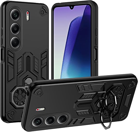 TIANYUE Case for Tecno Camon 40 Pro 5G, Cover with Invisible Bracket, Full-Body Protection Shockproof Soft TPU Cover Bumper Protective Compatible with Tecno Camon 40 Pro 5G-Black