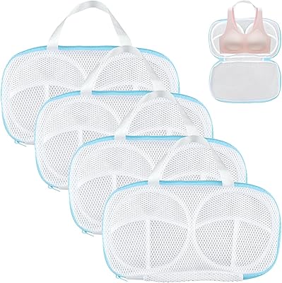 4pcs Bra Washing Bags,Underwear Brassiere Washing Bags, Bra Laundry Bag Exclusive Underwear Washing Bags with Zipper for Women Laundry Storage 32A-36C Cup