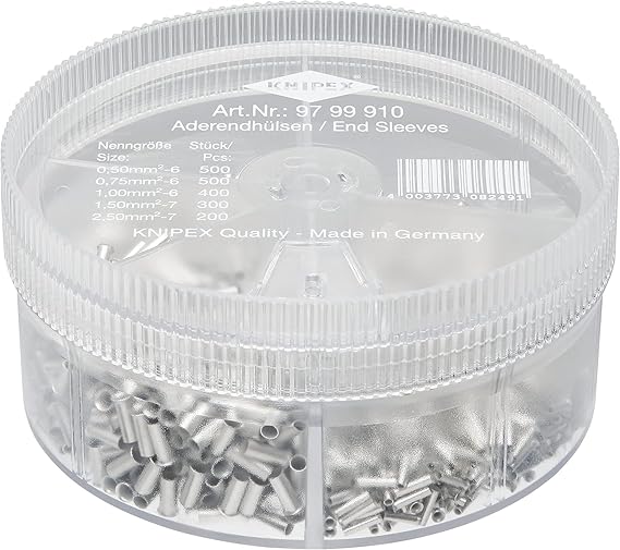 KNIPEX Assortment Boxes, 97 99 910 | With 1900 Non-Insulated Wire Ferrules 5 x Wire Ferrule Sets