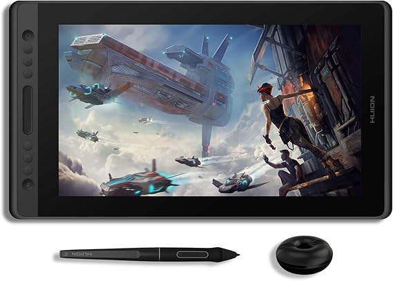HUION KAMVAS Pro 16 Drawing Tablet with Screen, 8192 Pen Pressure, 15.6Inch | Full-laminated Anti-Glare Glass Art Tablet with Battery-Free Pen Tilt Function 6 Hot Keys Touch Bar, Work with PC, MAC, Linux