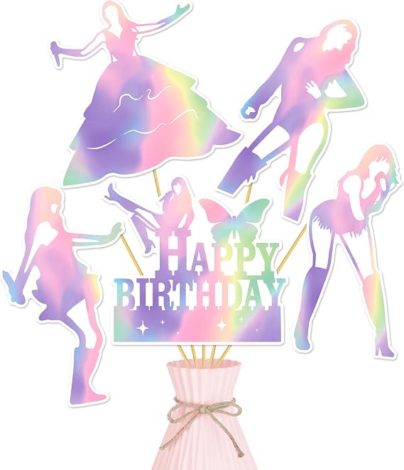 20pcs Singer Party Centerpiece Sticks Music Lover Birthday Party Decorations for Table Holographic Design Popular Singer Theme Centerpieces for Pop Music Singer Birthday Baby Shower Supplies