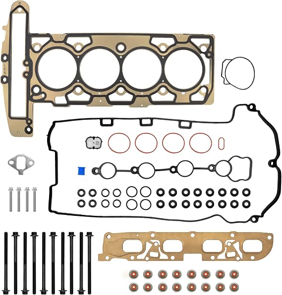 Head Gasket Set, wCylinder Head Bolt, Compatible with 2007-2012 Chevy Malibu HHR Cobalt, Pontiac G5 G6, Saturn Aura Sky Vue 2.2 2.4 L Engine, wIntake & Exhaust Manifold Gasket Kit Seals, O-Rings