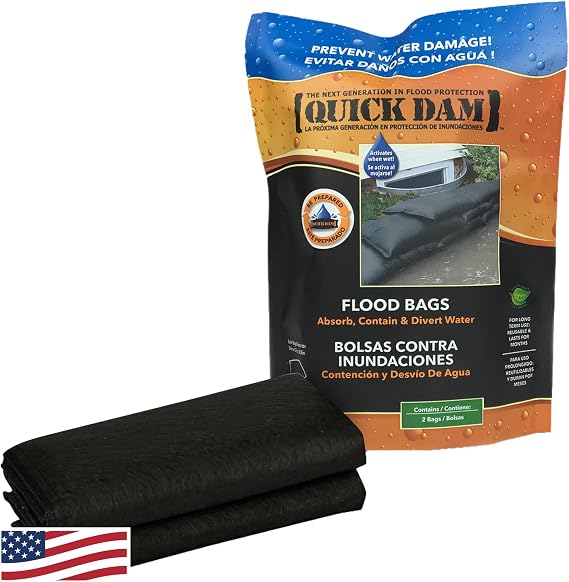 Quick Dam QD1224-2 Water Activated Flood Bags (2 Pack), Black, 2 Count