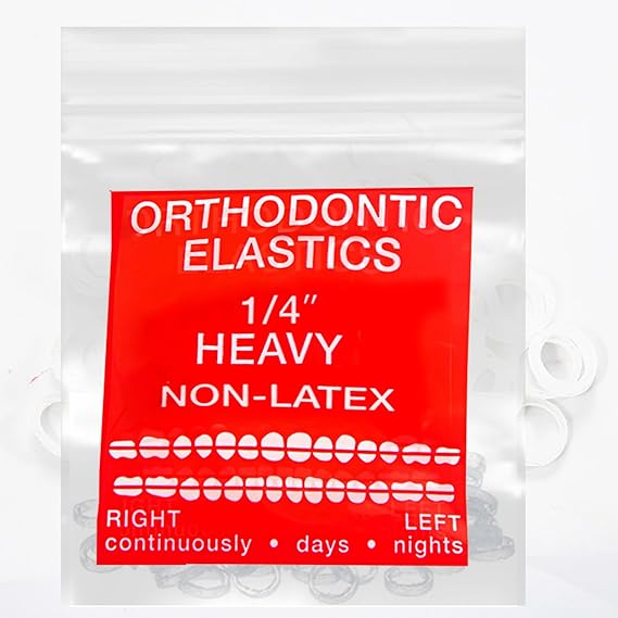 Clear Non-Latex 100 counts, Intraoral Elastic Bands Orthodontic Elastics Dental Rubber Bands Made in US Heavy 1/4'', Clear