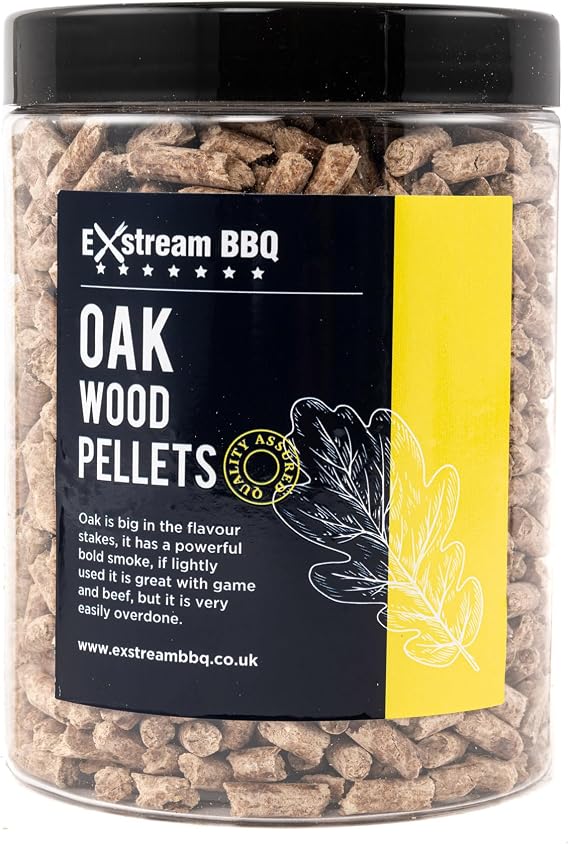 BBQ Smoking Pellets in 1 Litre Jar, Premium Quality, 10 Natural Flavours for Wood Fired Ovens and Grills. (Oak Wood)