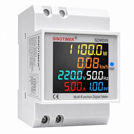 6 in 1 Single Phase Energy Meter, Din Rail Electricity Usage Monitor, AC 40-300V 100A Voltmeter Ammeter, Watt Kwh Frequency Power Meter Built-in CT 110V