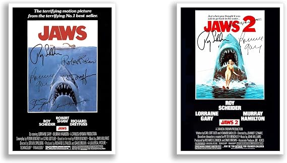 Mounted Gifts Jaws Cast Signed A4 Poster Photo Print Framed Autograph Gift Movie Film (Both Movies A4 Poster Only)