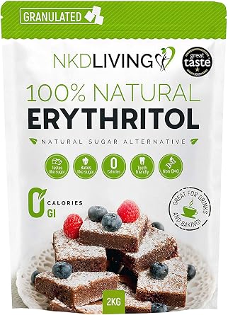 NKDLIVING 100% Natural Erythritol 2 Kg | Granulated Zero Calorie Sugar Replacement