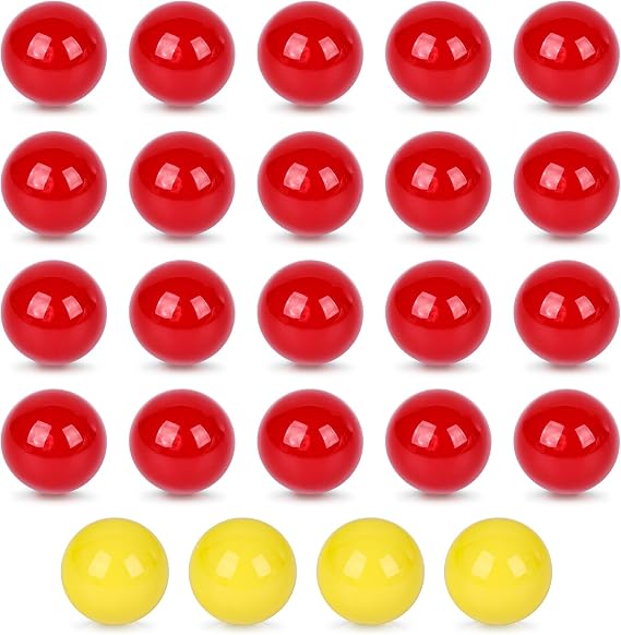 POPLAY Hungry Hippos Game Balls, 24PCS Replacement Marbles for Kids Board Games, Marble Run Toys, Chinese Checkers Ball (20 Red Balls with 4 Extra Yellow One)