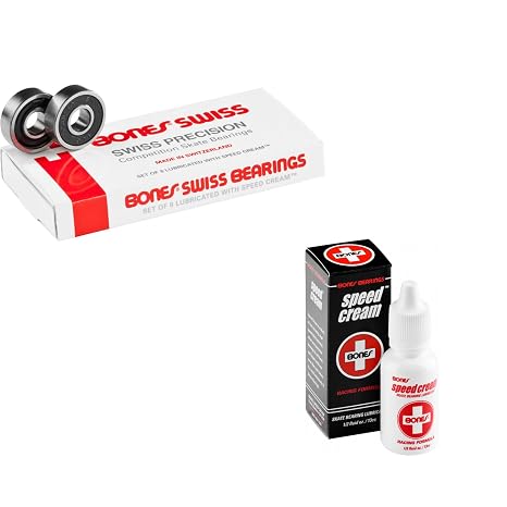 Bones Swiss Skateboard Bearings 8-Pack with Speed Cream Lubricant