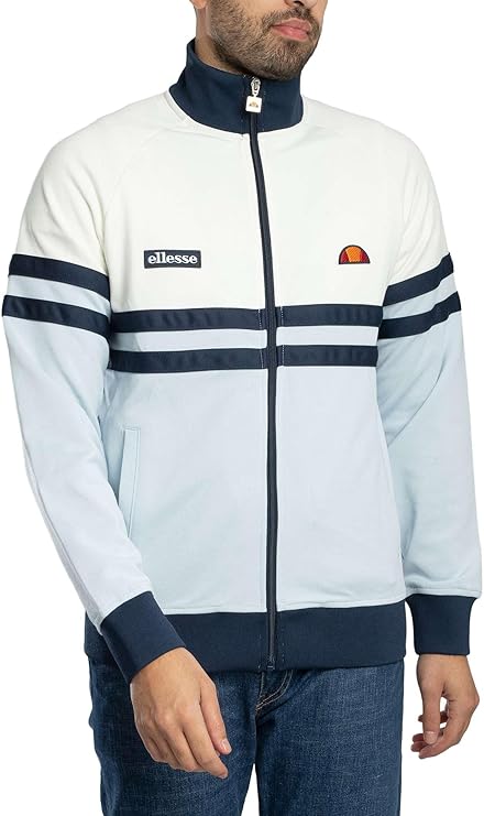 ellesse Men's Rimini Track Top Jacket Off White/Light Blue