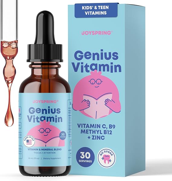 JoySpring Genius Vitamin Kids B Complex Drops, Elderberry, 30 Ct