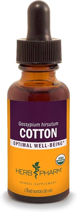 Herb Pharm Certified Organic Cotton Root Liquid Extract Drops, 1 Oz