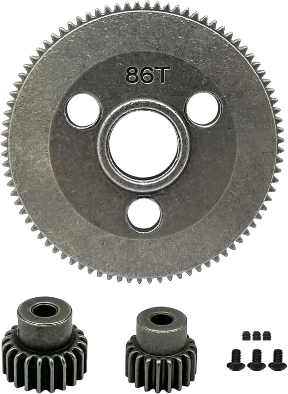 Metal Steel 48P 86T Spur Gear for 1/10 2WD Slash Rustler Stampede with 19T 21T Pinions Gear Sets Upgrade Parts Replace 4686