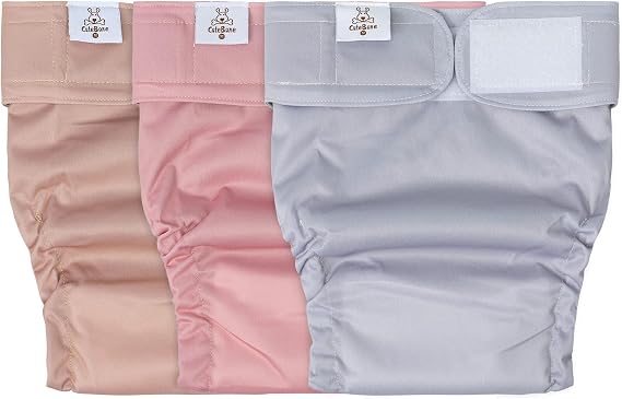 CuteBone Washable Dog Diapers Female No Tail Hole 3 Pack Reusable Doggie Period Training Pants for Docked-Tail Frenchie French Bulldog Boston Terrier Without Tail WWD07L