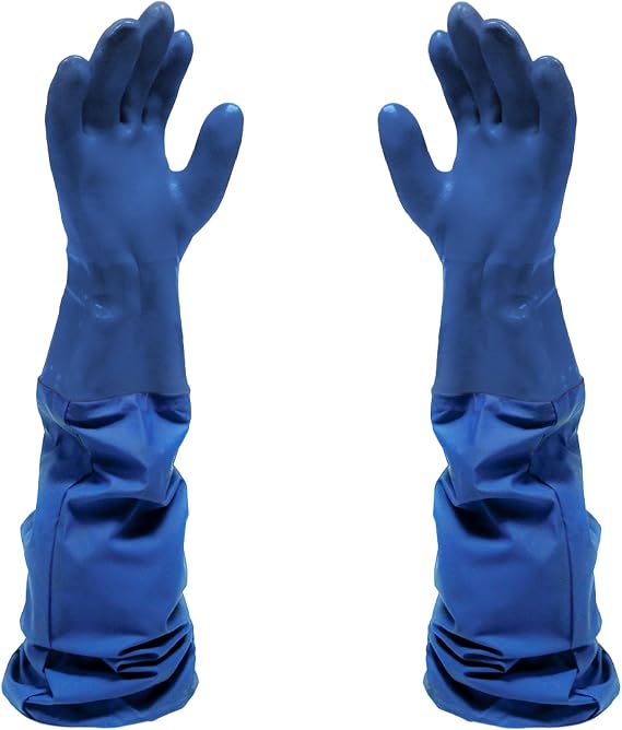 The Pond Guy Aqua GlovesChemical- & Puncture-Resistant Long-Length Waterproof Heavy Duty Reusable Pond Work Gloves, Latex-Free Hand & Arm Protection