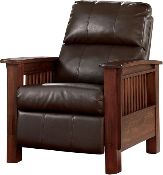 Signature Design by Ashley Santa Fe Rustic Mission Faux Leather High Leg Recliner, Brown