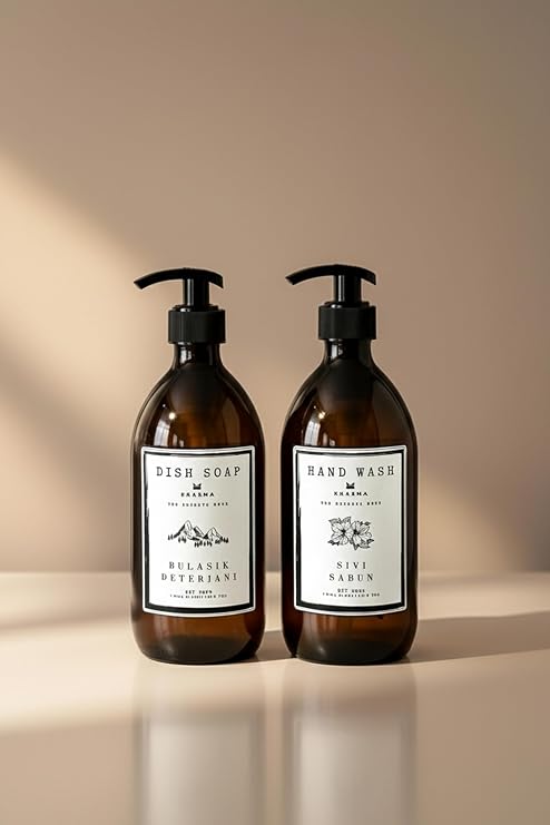 KHAKMA 2-Piece Dish Detergent and Liquid Soap Bottle STANDLESS Soap Dispenser set 500ml BB-HD
