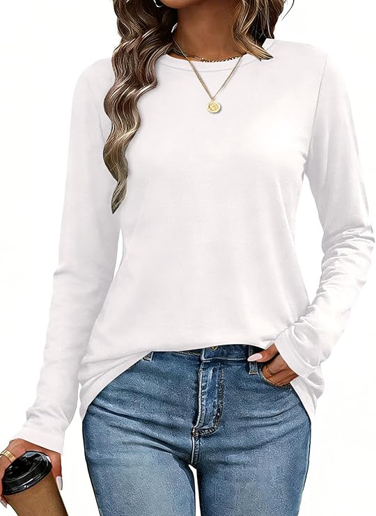 Women Long Sleeve Shirts Casual Dressy Soft Basic Tee Loose Fit Tunic Tops | Fall Tops, Soft & Breathable, Crew Neck, cotton, School Outfits, Teacher T-shirts, Winter Clothes, Solo or Layered, 2026