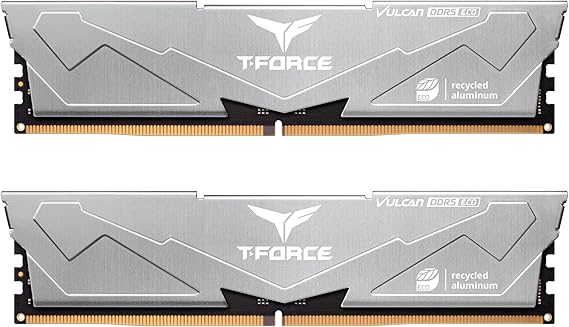 TEAMGROUP T-Force Vulcan ECO DDR5 32GB 2x16GB 6000MHz PC5-48000 CL30 Desktop Memory Module Ram 600 700 Series Chipset XMP 3.0 Silver FLESD532G6000HC30DC01..