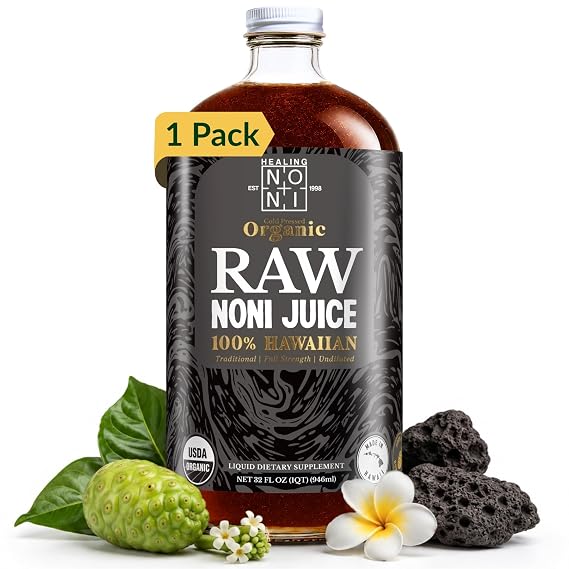 HAWAIIAN NONI Juice by Healing Noni, Raw Pure Authentic Noni, 1x 32oz