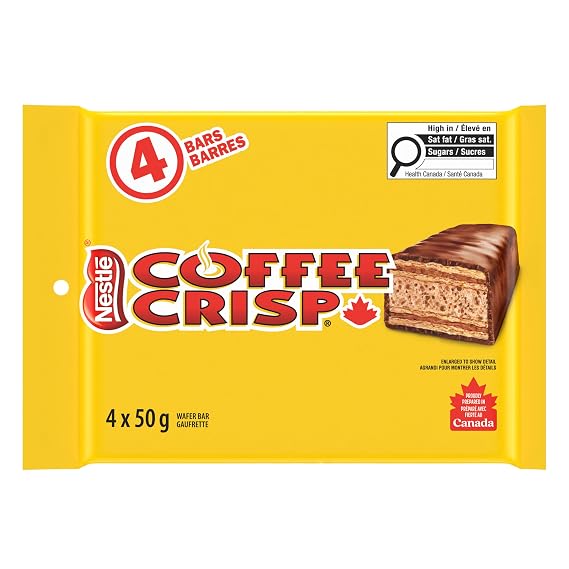 Canada Candy Coffee Crisp Chocolate Bar, 4 Count (Pack of 1), Imported from Canada. (Basic)