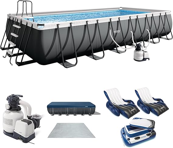 INTEX Ultra XTR 24ft x 12ft x 52in Above Ground Swimming Pool Set Bundle