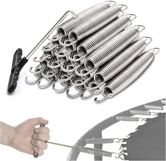 20 Pack Trampoline Springs 3.5" 3.9" 4.6" 5.1" 5.5" 6.5" 7" 8.3", Trampoline Replacement Spare Parts with Spring Puller Hook Tool, Rust Resistant Galvanised Steel