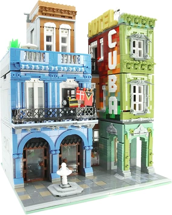 ZenithFlow Street View Building Blocks Kit, Cuba Hotel Mini Blocks Construction Toys European Architecture Model House Store Building Set, Idea Gifts Home Decoration Collection for Adults (3959 PCS)