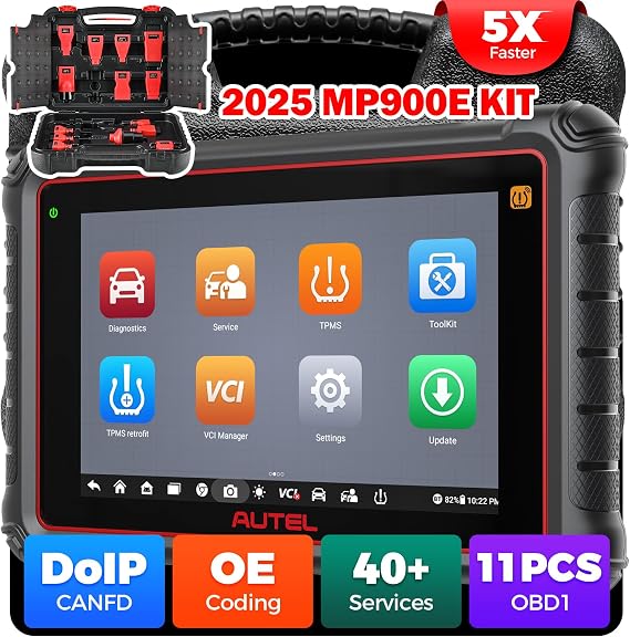 2026 Autel Scanner MaxiPRO MP900E KIT: Work as MP900-BT kit MS906 Pro MP808BT Pro w/ 11 Non-OBDII Adapter Kit, DoIP CAN-FD, 40+ Service, OE ECU Function, Bi-Directional Test, All System Scan, FCA SGWG