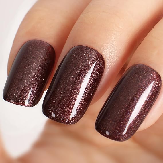 Bronze Color Glitter Gel Nail Polish,15ml UV/LED Soak Off Sparkly Shimmer Brown Gel Polish for Manicure Salon or DIY Nail Art at Home,Fall Winter Colors - GP0097