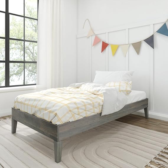 Max & Lily Modern Farmhouse Platform Bed (Twin), Driftwood