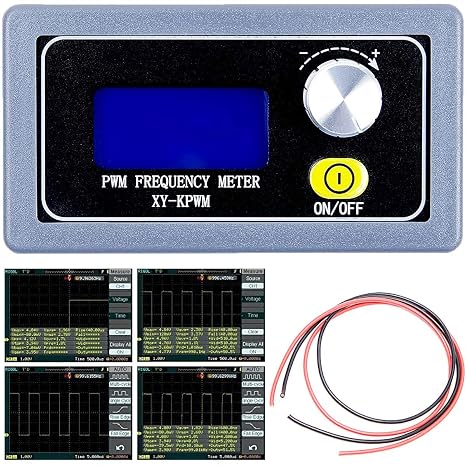 PWM Signal Generator Module 1-Channel 1Hz-150KHz PWM Pulse Frequency Duty Cycle Adjustable Module LCD Display with red and Black Cable