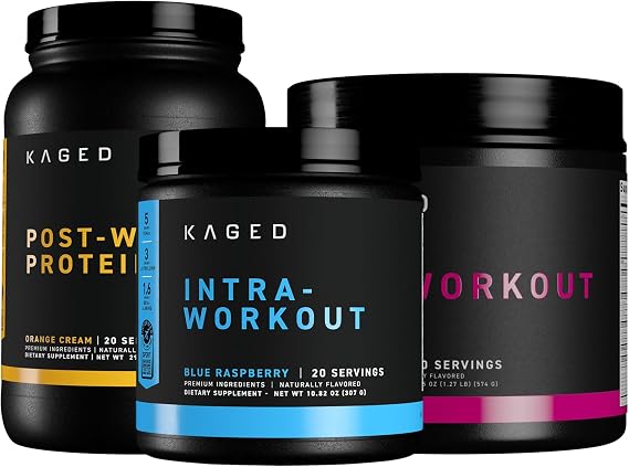 Kaged Originals Bundle | Pre Workout, Post Workout Protein, Intra-Workout | Muscle Growth and Recovery Supplement Kit