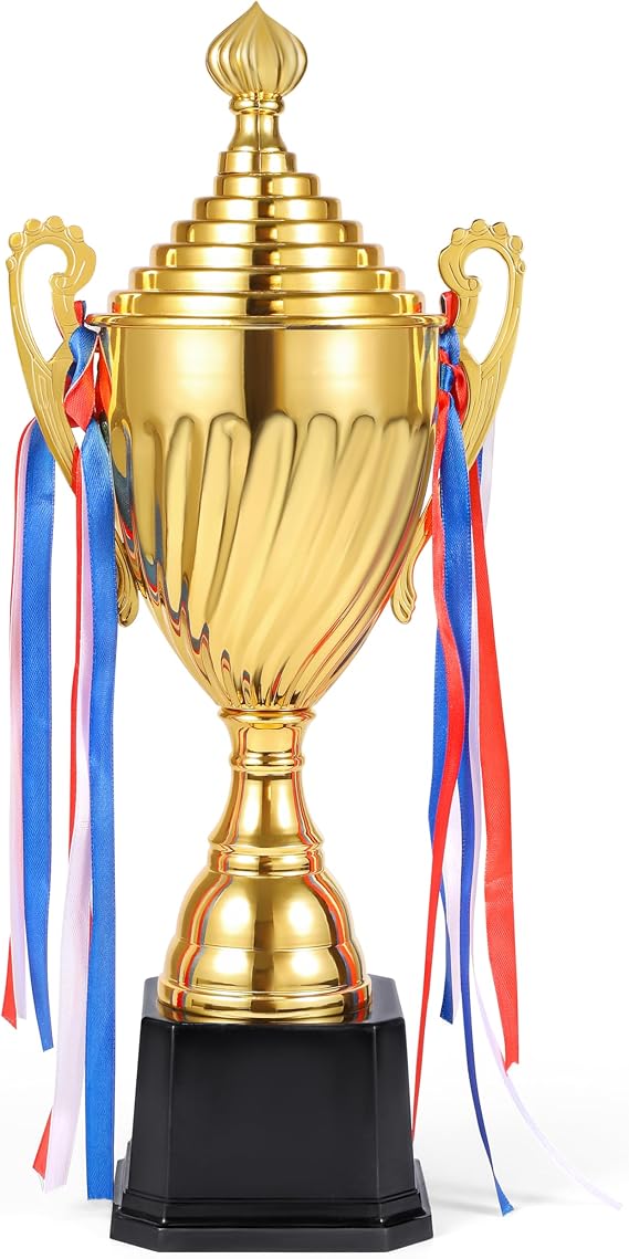 Caydo Gold Award Trophy Large Winner Trophy Cup with Golden Pen for Kids and Adults for Sports, Competitions, Tournaments