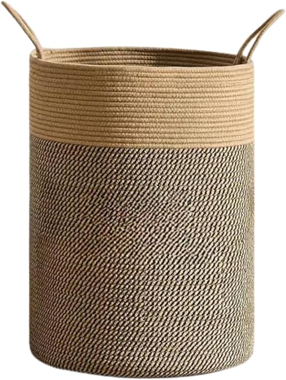 NaturaWeave Jute Wicker Dirty Basket Bath Basket Clothing Towel Blanket Magazine Toy Organizer Flower Pot Basket Organizer Soft and Durable Caravan Organizer with Light Handle Detail (HASIR-BLACKBREAKER)
