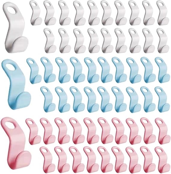 ZPLASK 60 Pcs Space Saving Hangers, Space Savers, Coat Hangers, Clothes Hangers, Multicolor (Blue, Pink, White)