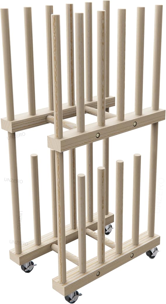 Art Storage Rack - Canvas & Paper Storage Stand with Handle & Caster Wheels for Art Studios & Gallery