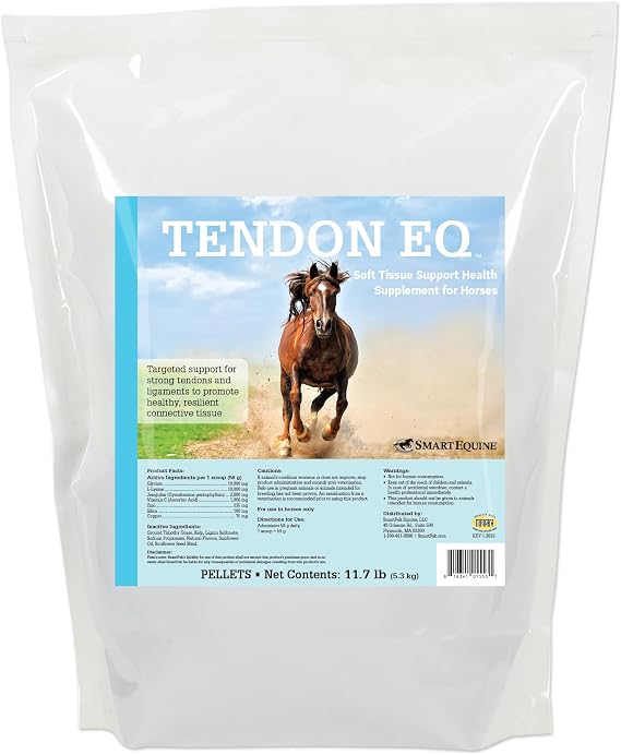 SmartEquine Tendon EQ Pellets | Horse Muscle and Ligament Supplement for Horses | Encourages Resilient Tendons | Includes Glycine, Copper, Zinc, and More | 11.7 lb Bag