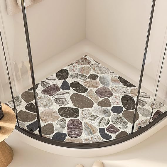 Anti Slip Corner Shower Mat with Drainage Holes, PVC Loofah Shower Anti Slip Mat, Bathmat Quick Dry and Easy to Clean, Shower Floor Mat Non Slip,A,54x54cm(21x21inch)