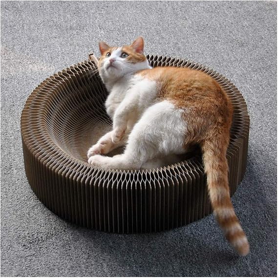 Collapsible Cat Scratcher Lounge Bed, Recycled Corrugated Scratching Cat Nest