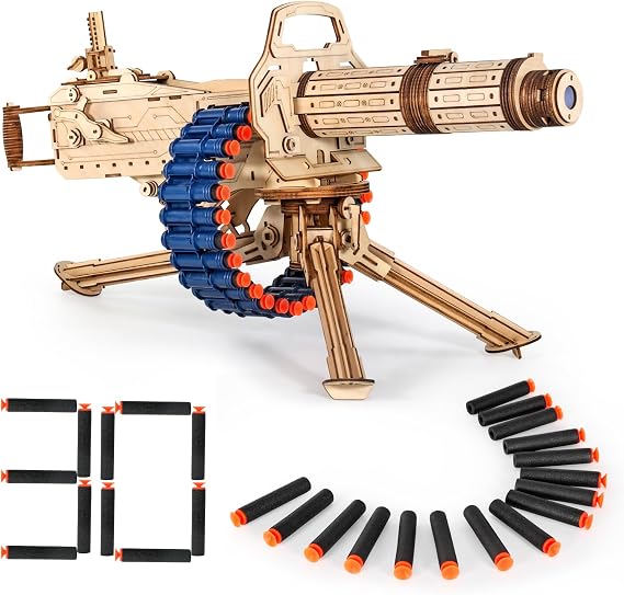 MIEBELY 3D Wooden Puzzles for Adults. 360 Pieces 3D Foam Blaster, Wooden Puzzles Gun for for Kids and Adult Ages14+ with 30 Darts Belt and 30 Darts Refill, Creative Gift for Birthday, Christmas Day