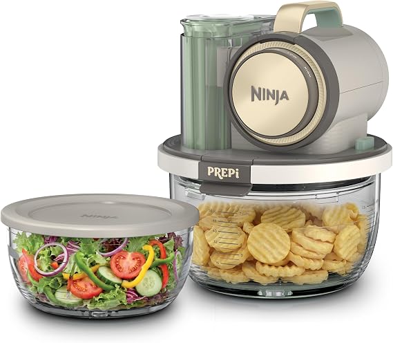 Ninja PREPi 5-in-1 Prep & Store System, Crinkle, Slice, Shred, PN301WH