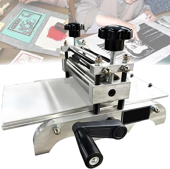 Printmaking Etching Machine Flat Press Printing Machine Professional Engraving Press Equipment for Paper, Woodblock, Copperplate Printing, Table Size 31X17CM