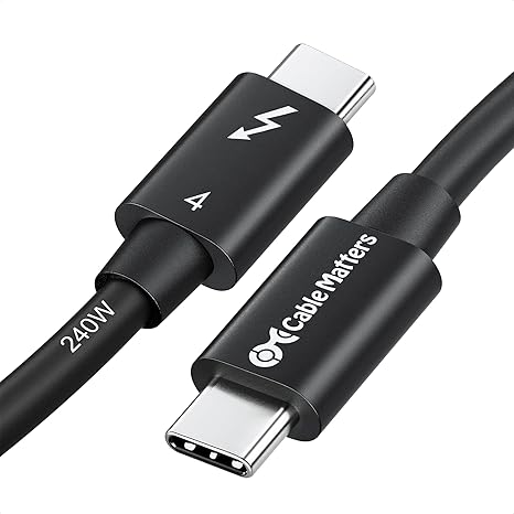 [Intel Certified] Cable Matters 40Gbps Thunderbolt 4 Cable 1 m with 8K Video and 240W Charging - 1m - Backwards Compatible with USB4 Thunderbolt 3 Cable and USB C | [8K@60Hz/4K@240Hz Video, 240W Charging, 40Gbps Data Transfer], USB C Thunderbolt 4 Cable