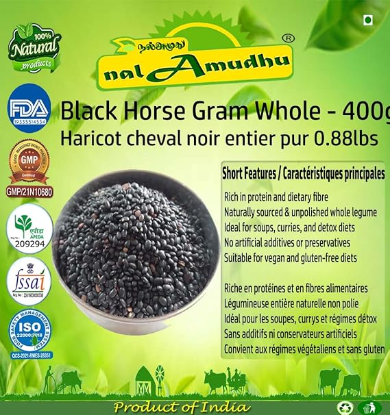nalAmudhu Pure Black Horse Gram Whole | Karuppu Kollu | Kulthi Dal | Karuppu Kaanam-400g