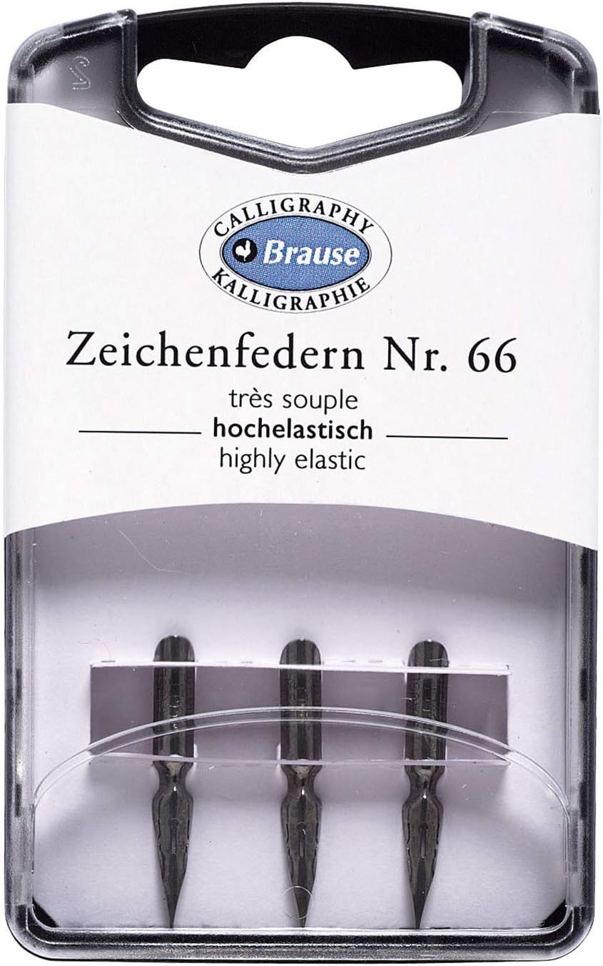 Brause 300066B - Pack of 3 Extra Fine and Highly Elastic Drawing Nibs - Ideal for English Writing - 1 Pack