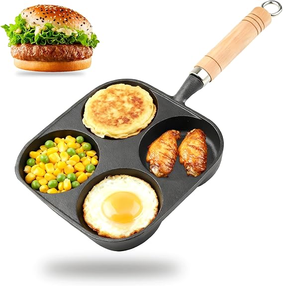 4 hole egg pan,cast iron egg pan,egg poacher pan nonstick 4 eggs,omelette pan Suitable for making breakfast/frying eggs/frying bread