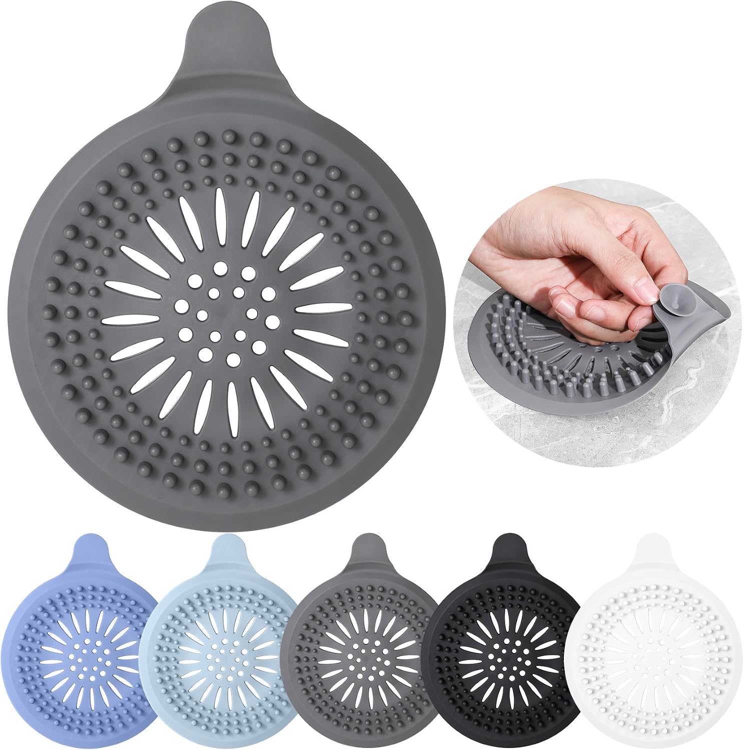 Silicone Hair Stopper, Strainers Drains for Bathroom Hair Catcher Easy to Install and Clean (5)