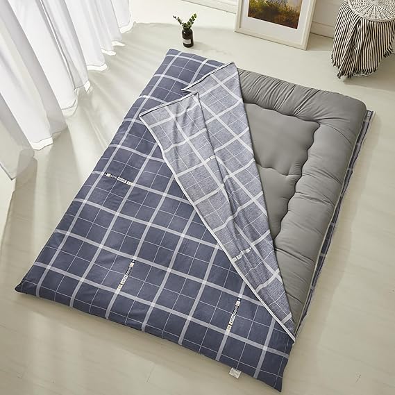 Traditional Japanese Tatami Mattress Cover – 100% Cotton Floor Futon Cover with Double Zipper & Durable Edge Stitching – Breathable, Skin-Friendly, Washable,Style 2,120X200cm(47X79in)